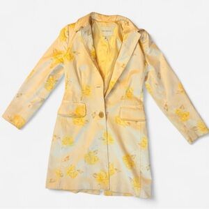 Banana Republic Yellow Cream Blazer with Floral Pattern